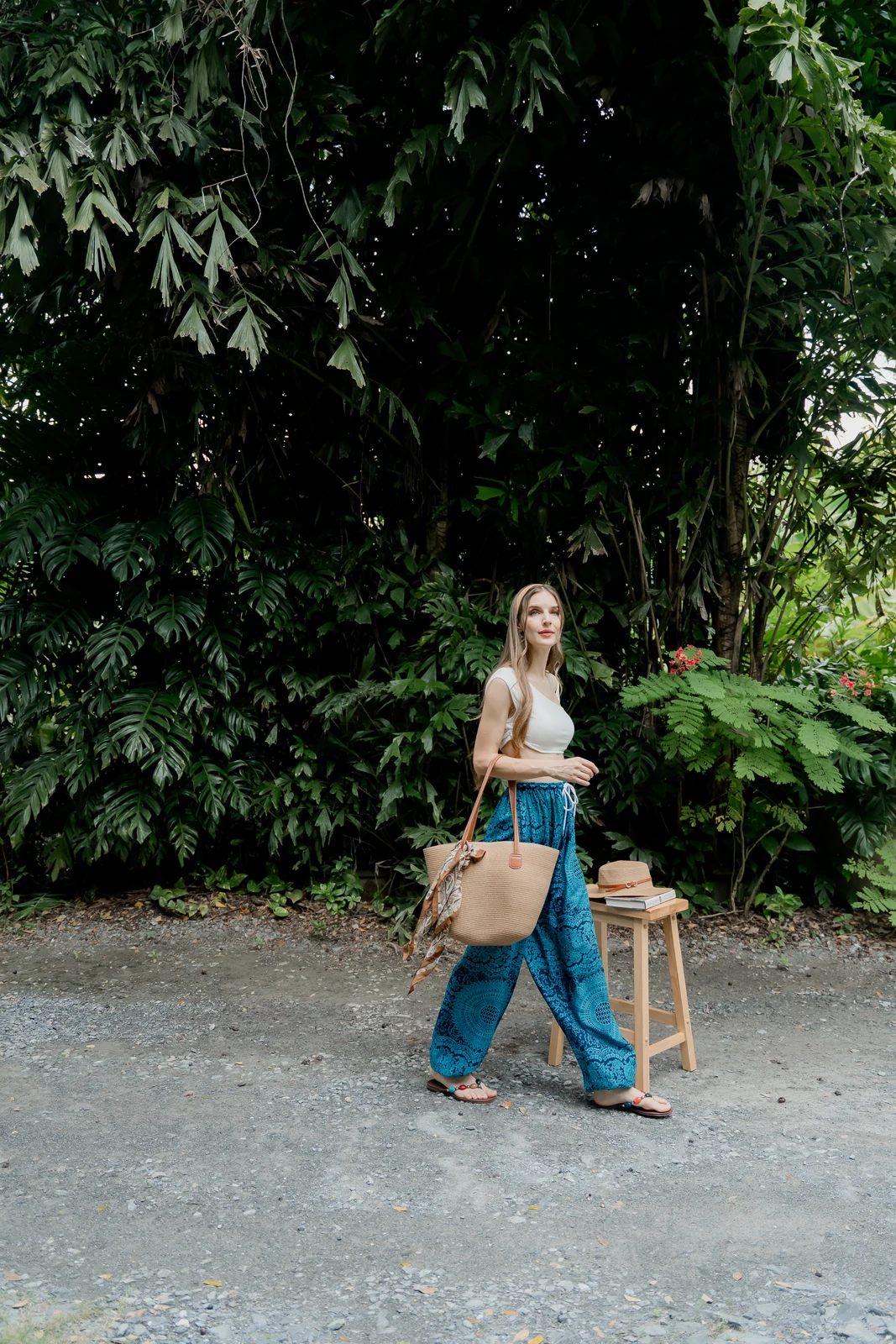 Drawstring Pants in Aqua Blue