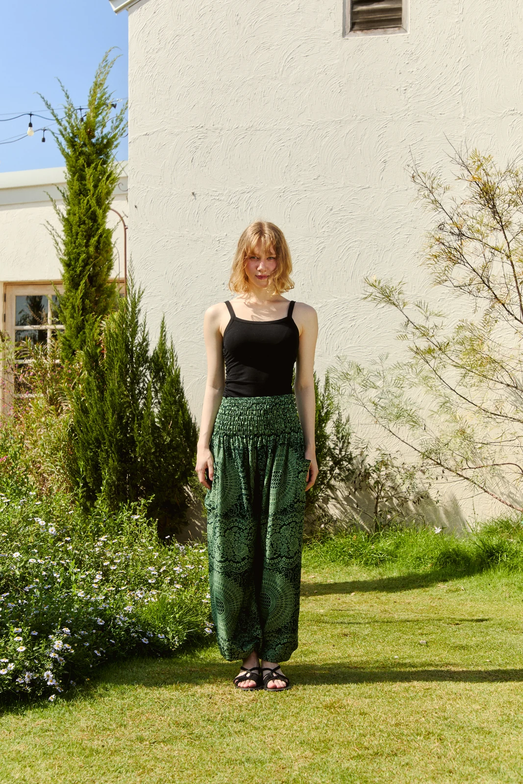 High Waisted Yoga Pants in olive blossom
