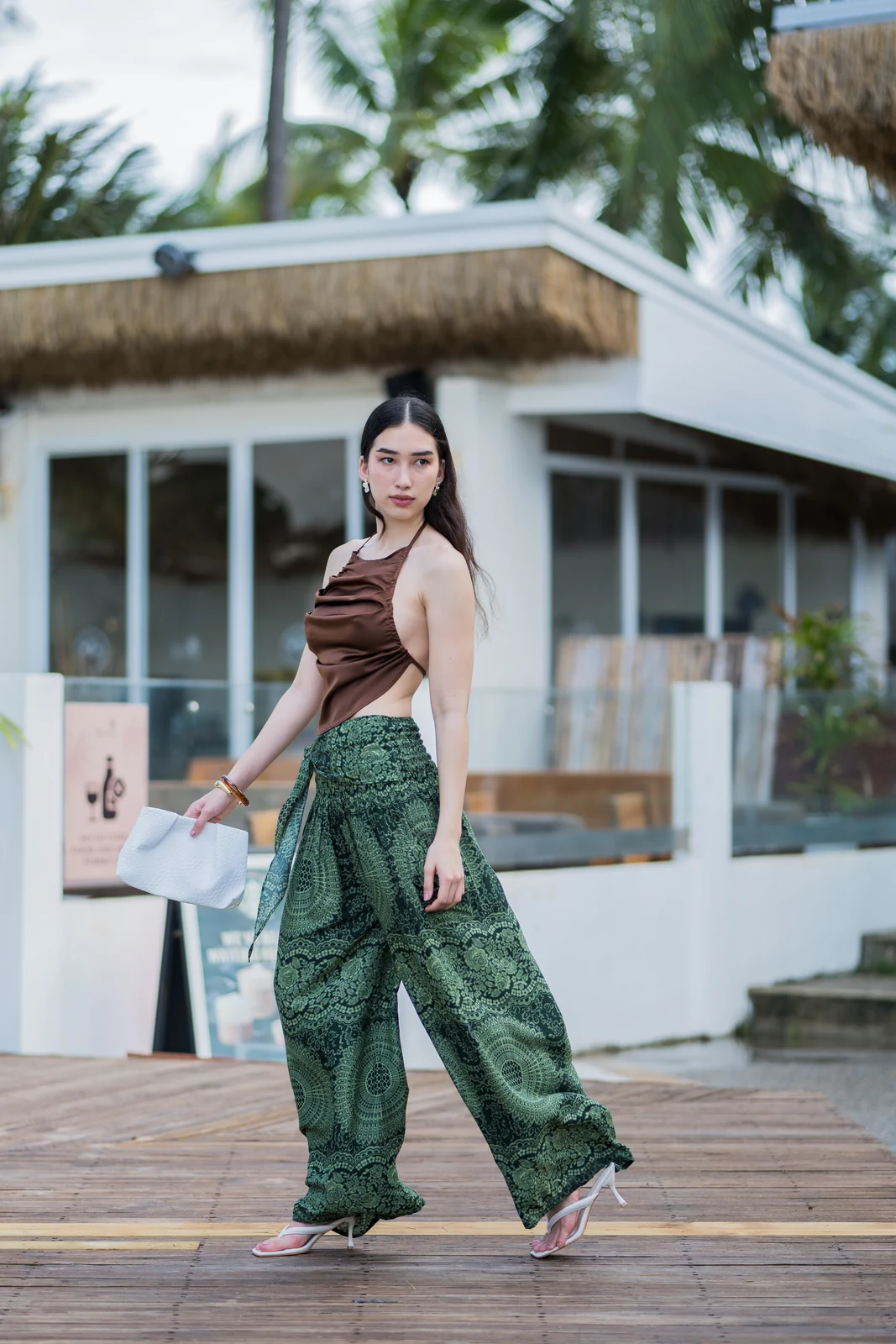 Wide Leg Pants in Olive Blossom